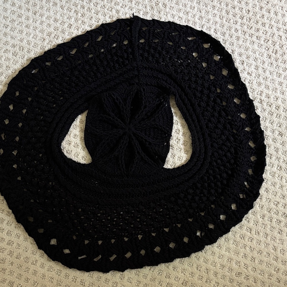 Chic Black Women's Crochet Poncho